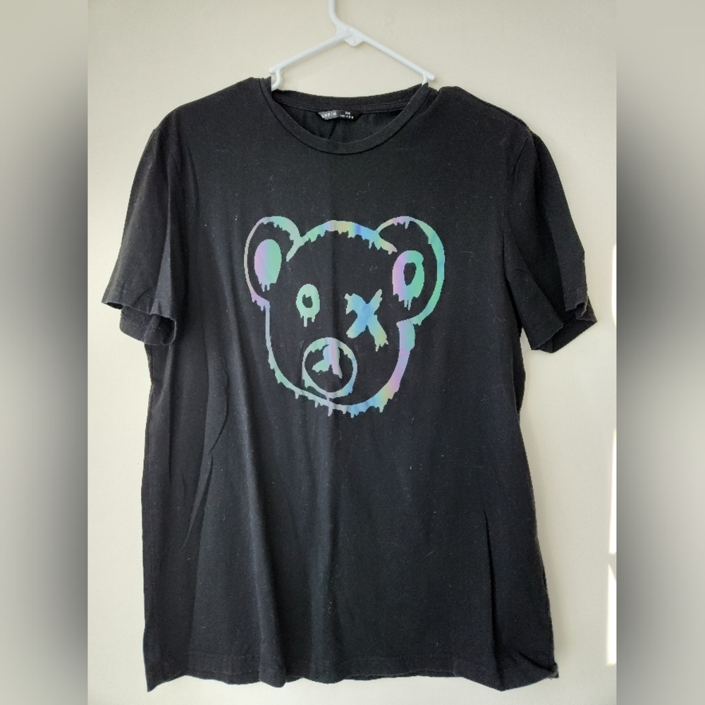 Black Kids T-Shirt with Bear Graphic
